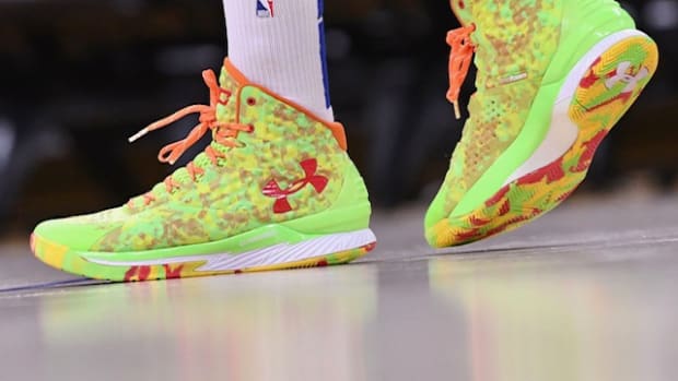 Green and orange Curry shoes.